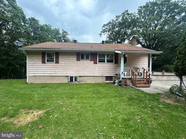 10495 Knobley Rd, Keyser, WV 26726 - rear view of property featuring a lawn and a chimney