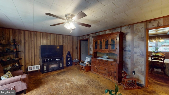 10495 Knobley Rd, Keyser, WV 26726 - living area with a ceiling fan and carpet flooring