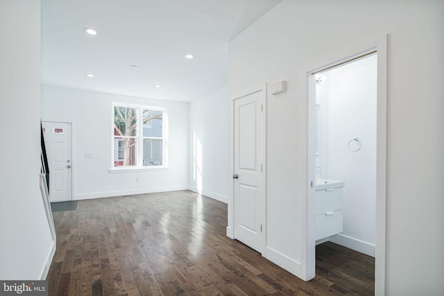 1737 N 28th St, Philadelphia, PA 19121 - empty room with dark wood-style floors and recessed lighting