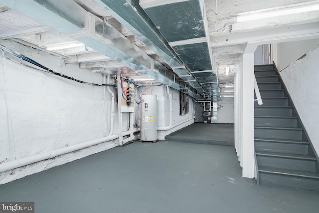 1737 N 28th St, Philadelphia, PA 19121 - unfinished below grade area with electric water heater, stairs, and heating unit