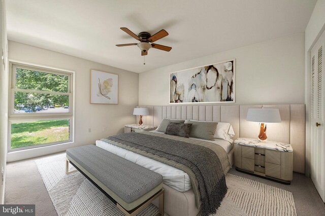 3360 Gleneagles Dr Unit 71-2B, Silver Spring, MD 20906 - bedroom with light colored carpet and ceiling fan