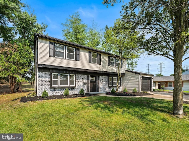 103 Hillcrest Ln, Willingboro, NJ 08046 - colonial home featuring a garage, brick siding, a front lawn, and driveway