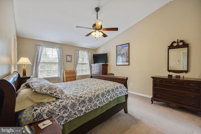 43076 Stonecottage Pl, Ashburn, VA 20147 - carpeted bedroom with lofted ceiling and a ceiling fan