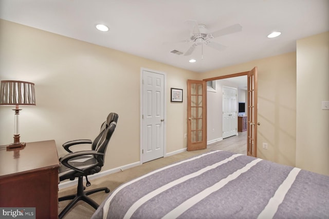 43076 Stonecottage Pl, Ashburn, VA 20147 - bedroom with recessed lighting, carpet flooring, an office area, and ceiling fan