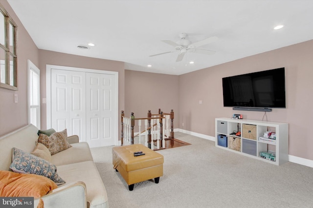 2540 Stoney Point Rd, East Berlin, PA 17316 - carpeted living area featuring a ceiling fan and recessed lighting