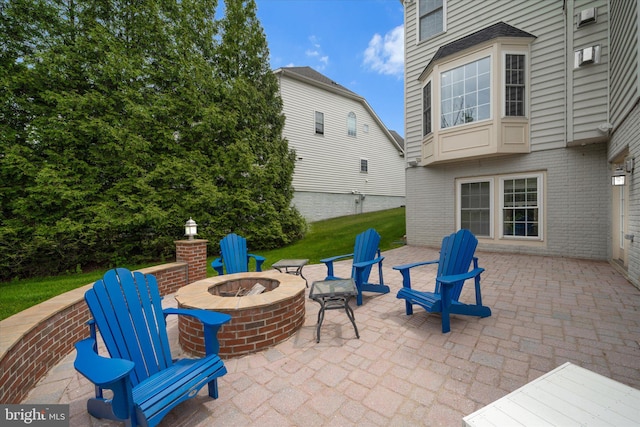 43146 Scenic Creek Way, Leesburg, VA 20176 - view of patio featuring an outdoor fire pit