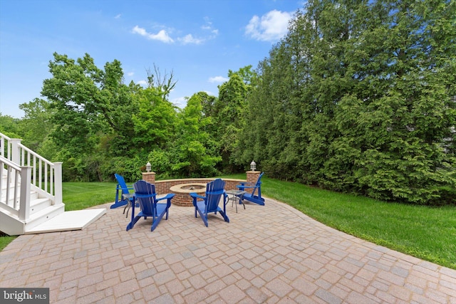 43146 Scenic Creek Way, Leesburg, VA 20176 - view of patio with an outdoor fire pit