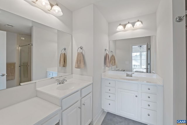 2126 Sundown Pl, Charlottesville, VA 22911 - full bathroom featuring two vanities and a stall shower