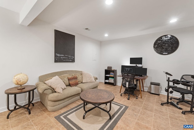 2126 Sundown Pl, Charlottesville, VA 22911 - tiled living area featuring recessed lighting