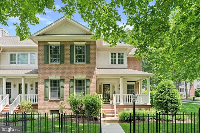 176 Windgate Dr, Chester Springs, PA 19425 - view of front facade with a porch, brick siding, stairs, and a shingled roof