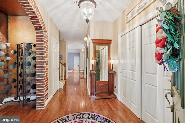 176 Windgate Dr, Chester Springs, PA 19425 - entryway featuring wood-type flooring, stairway, and a chandelier