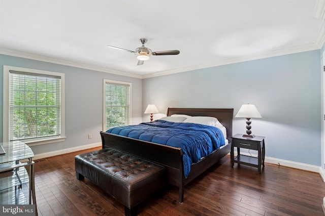 176 Windgate Dr, Chester Springs, PA 19425 - bedroom featuring hardwood / wood-style flooring, multiple windows, ornamental molding, and ceiling fan