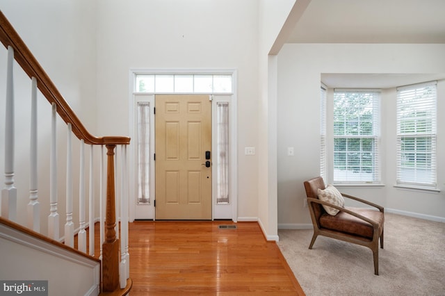 1201 Preserve Ln, Fredericksburg, VA 22401 - foyer entrance featuring stairs, plenty of natural light, and light wood-style floors