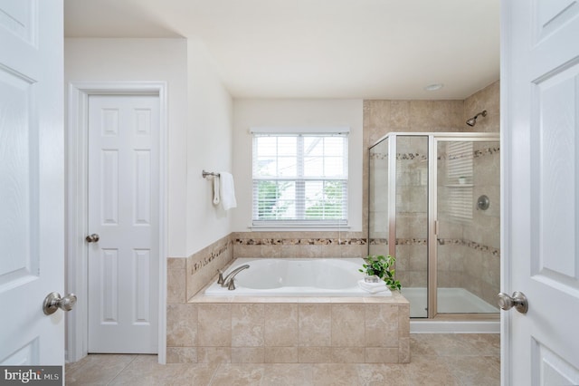 1201 Preserve Ln, Fredericksburg, VA 22401 - bathroom featuring a garden tub, a shower stall, and tile patterned floors