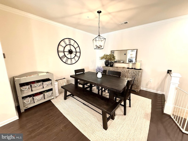 23245 Milltown Knoll Sq Unit 103, Ashburn, VA 20148 - dining room featuring dark wood-style floors and crown molding