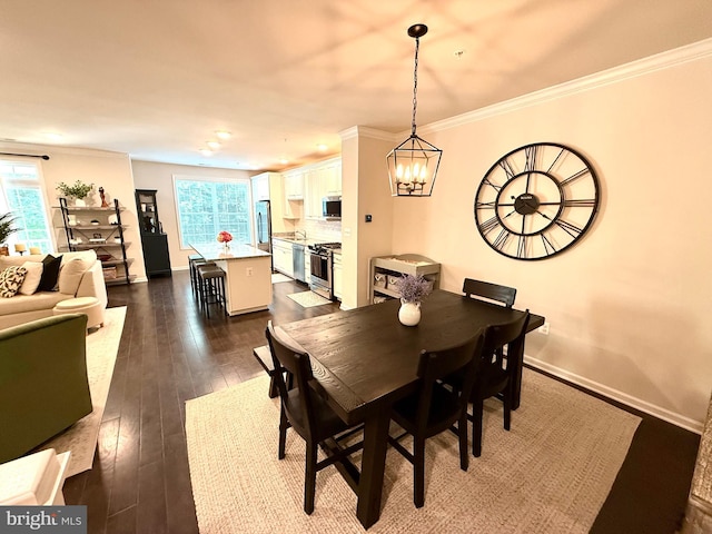 23245 Milltown Knoll Sq Unit 103, Ashburn, VA 20148 - dining space with dark wood-style flooring, crown molding, and recessed lighting