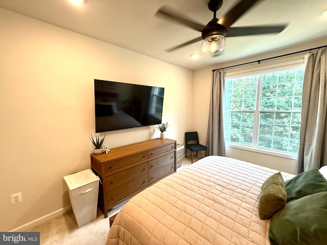 23245 Milltown Knoll Sq Unit 103, Ashburn, VA 20148 - bedroom with light colored carpet, a ceiling fan, and recessed lighting