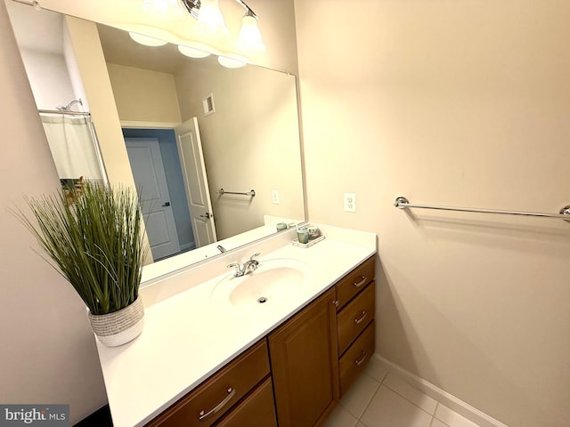 23245 Milltown Knoll Sq Unit 103, Ashburn, VA 20148 - full bathroom with vanity, tile patterned flooring, and a shower with shower curtain