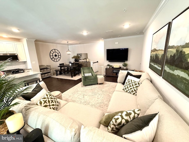 23245 Milltown Knoll Sq Unit 103, Ashburn, VA 20148 - living area with dark wood-style floors and ornamental molding
