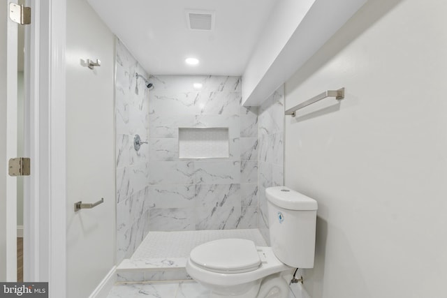 7724 Central Ave, Pasadena, MD 21122 - bathroom featuring a shower stall, marble finish floors, and recessed lighting