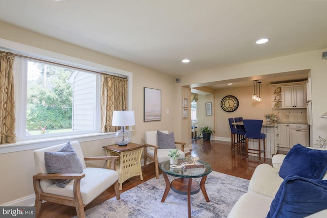 620 Laurel Rd, Springfield, PA 19064 - living area featuring wood finished floors and recessed lighting