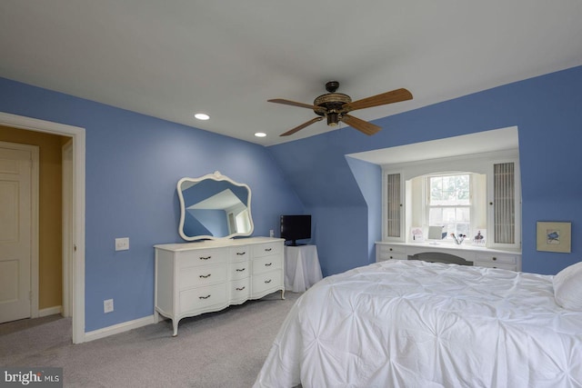 620 Laurel Rd, Springfield, PA 19064 - carpeted bedroom featuring lofted ceiling, recessed lighting, and a ceiling fan