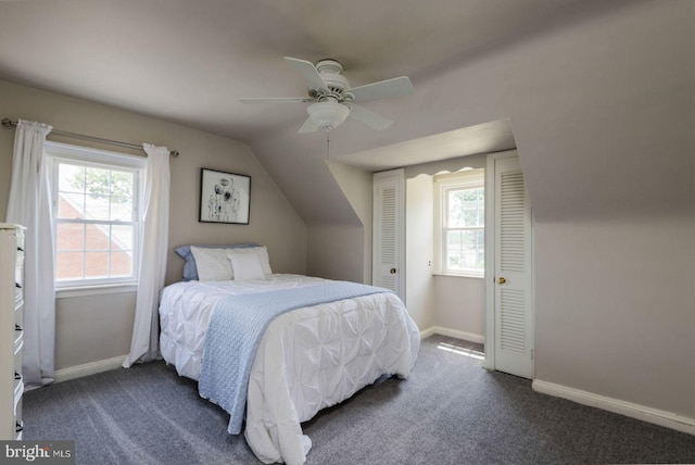 620 Laurel Rd, Springfield, PA 19064 - bedroom featuring carpet flooring, lofted ceiling, and ceiling fan