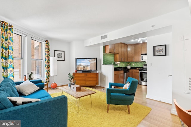 915 E St NW Unit 1103, Washington, DC 20004 - living area with light wood-type flooring and baseboards