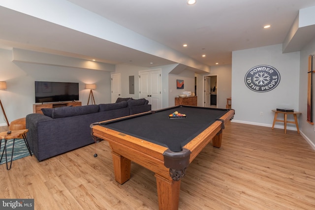 130 Wisp Adventure Rd, Mc Henry, MD 21541 - recreation room featuring light wood finished floors, recessed lighting, billiards, and electric panel