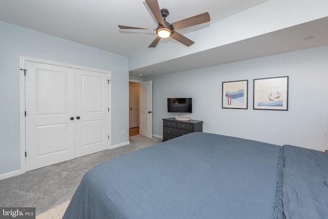 130 Wisp Adventure Rd, Mc Henry, MD 21541 - bedroom with light carpet, a closet, and a ceiling fan
