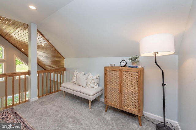 130 Wisp Adventure Rd, Mc Henry, MD 21541 - sitting room with carpet floors, vaulted ceiling, and recessed lighting