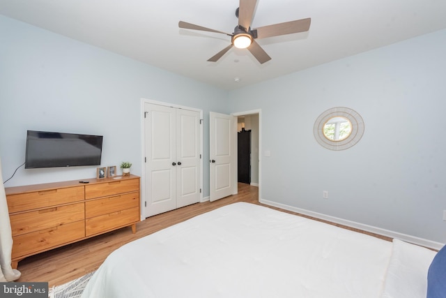 130 Wisp Adventure Rd, Mc Henry, MD 21541 - bedroom featuring light wood finished floors, a closet, and a ceiling fan