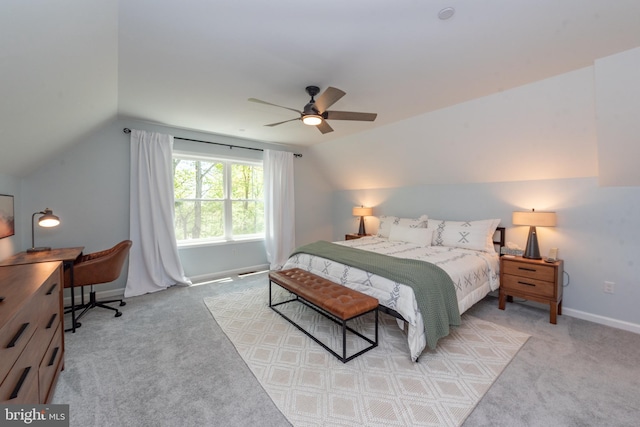 130 Wisp Adventure Rd, Mc Henry, MD 21541 - bedroom featuring vaulted ceiling, an office area, light colored carpet, and ceiling fan