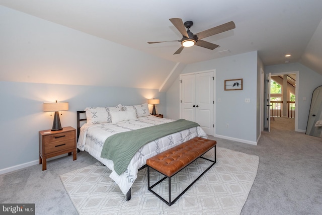 130 Wisp Adventure Rd, Mc Henry, MD 21541 - carpeted bedroom featuring vaulted ceiling, a closet, and ceiling fan