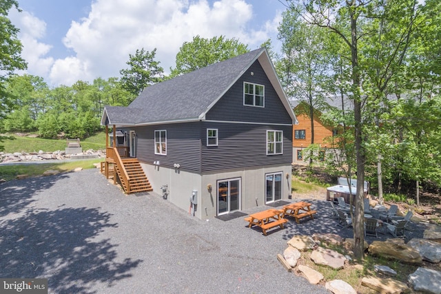 130 Wisp Adventure Rd, Mc Henry, MD 21541 - rear view of house featuring stairway, roof with shingles, and a patio