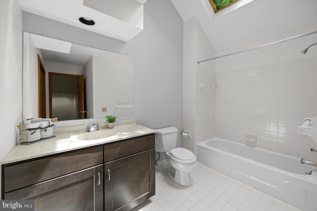 201 Steeplechase Cir, Wilmington, DE 19808 - bathroom featuring vanity, shower / tub combination, tile patterned flooring, and a skylight