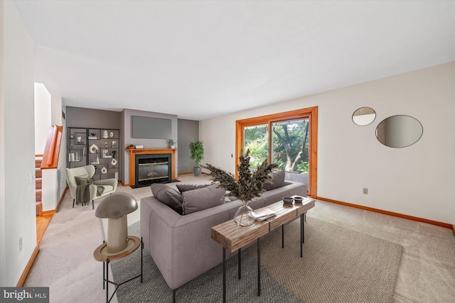 201 Steeplechase Cir, Wilmington, DE 19808 - living area with light colored carpet and a fireplace with flush hearth