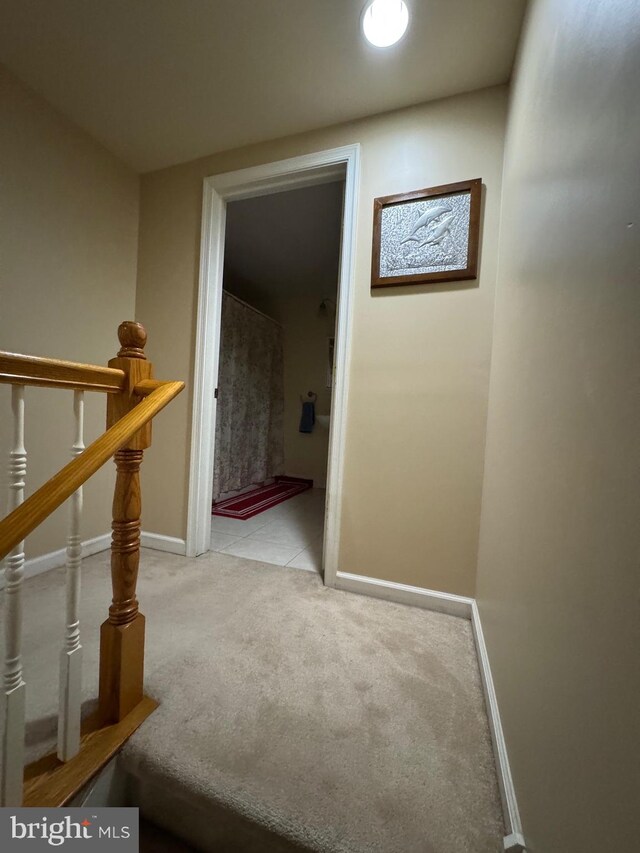 10 Chestnut St, Lumberton, NJ 08048 - hall featuring carpet floors and an upstairs landing