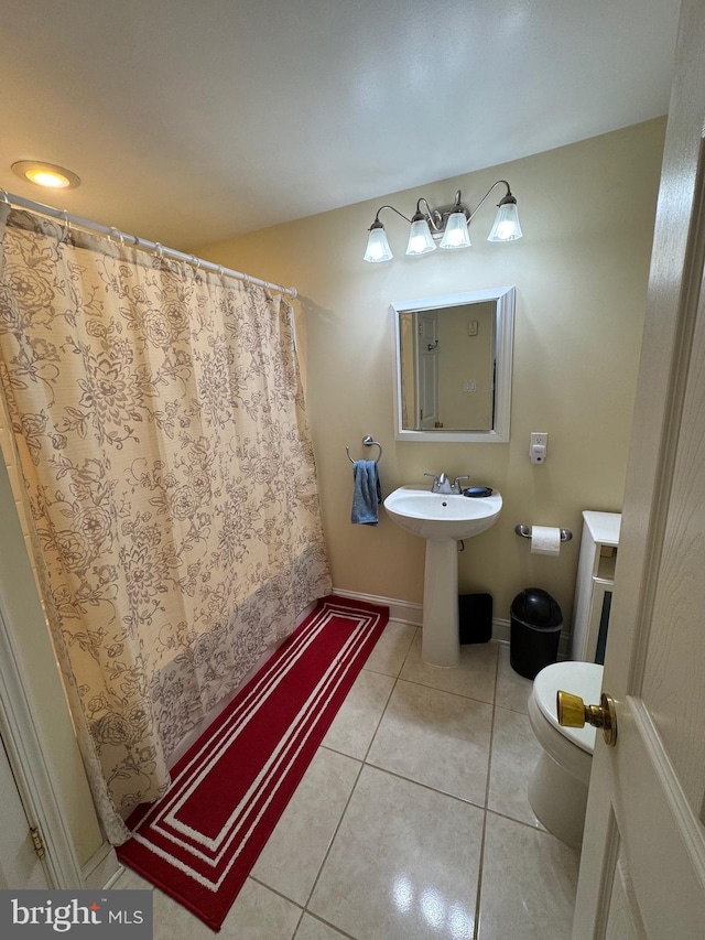 10 Chestnut St, Lumberton, NJ 08048 - bathroom featuring tile patterned flooring and curtained shower