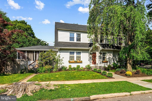 201 Locust St, Moorestown, NJ 08057 - view of front of property with a front lawn and roof with shingles