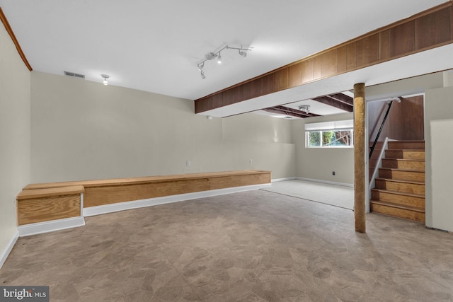8000 Dellwood Ave, Glenarden, MD 20706 - below grade area featuring stairway and rail lighting
