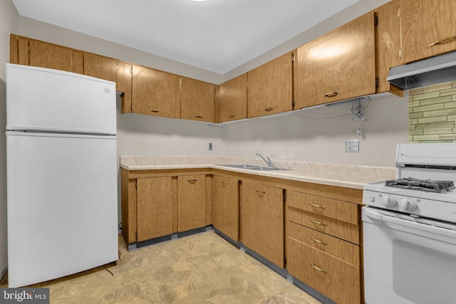 8000 Dellwood Ave, Glenarden, MD 20706 - kitchen featuring white appliances, light countertops, and under cabinet range hood