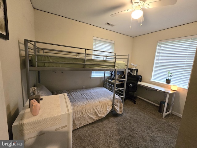 14722 Banks Odee Rd, Newburg, MD 20664 - carpeted bedroom with an office area and a ceiling fan