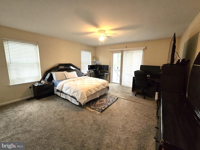 14722 Banks Odee Rd, Newburg, MD 20664 - carpeted bedroom with a desk, a ceiling fan, and access to outside