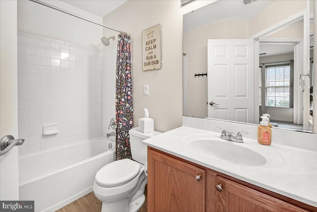 13102 Alpine Dr Unit 2502, Germantown, MD 20874 - full bathroom with vanity, shower / bathtub combination with curtain, and wood finished floors