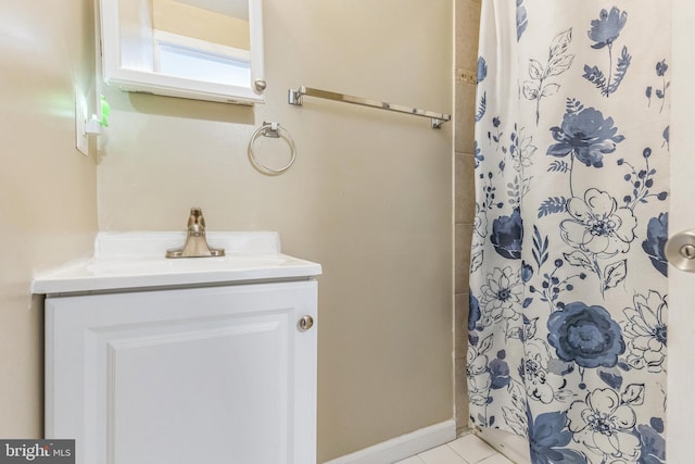 1009 Jansen Ave, Capitol Heights, MD 20743 - full bathroom featuring vanity, a shower with shower curtain, and tile patterned floors