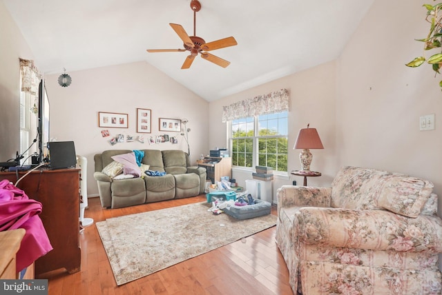 54 Victory Way, Royersford, PA 19468 - living area with hardwood / wood-style floors, ceiling fan, and lofted ceiling