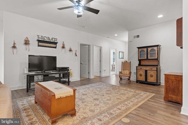 612 Cypress Dr Unit 51, Hanover, PA 17331 - living room featuring ceiling fan, wood finished floors, and recessed lighting