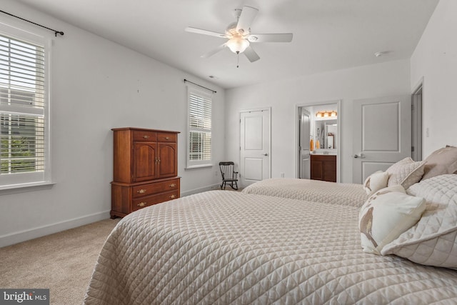 612 Cypress Dr Unit 51, Hanover, PA 17331 - bedroom with light carpet, ensuite bath, and ceiling fan