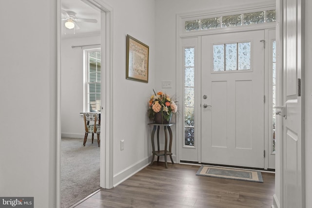 612 Cypress Dr Unit 51, Hanover, PA 17331 - entrance foyer with healthy amount of natural light, dark wood-style flooring, and ceiling fan